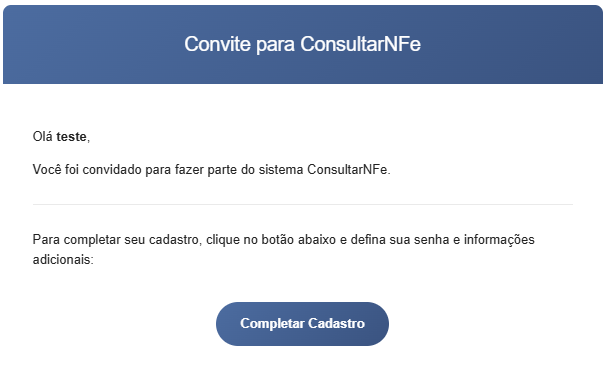 Screenshot da confirmação