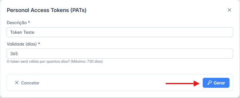 Screenshot da criação